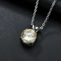 Silber beschichtet rund gelb Zirkonia Solitär Anhänger Halskette elegante Kette Damen - Platinierter Stil / Gelb