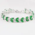 Silberbeschichtetes grünes Zirkonia Blatt Armband elegante Mode Schmuck Geschenk für Damen - Grün