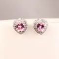 Herz Rosa Zirkonia Ohrstecker Elegante Silber Nadel Damen Mode Schmuck Geschenk Idee - Herz-Stil / Rosa