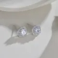 Schicke 925er Silber Nadel Zirkonia Halo Ohrstecker, minimalistischer koreanischer Stil. - E696 Rund-Stil / Weiß