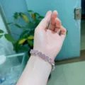 Stunning pink crystal tennis bracelet detailed shot, elegant silver plated jewelry piece. - Pink Crystal White Palladium Plated