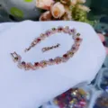 Pulsera ondulada de circonita cúbica chapado en oro rosa diseño delicado moda joyas - Chapado en Oro Rosa Circonia Multicolor con Cierre de Extensión