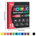 Verpakkingsdetails van acrylstiftenset, toont 12 levendige kleuren en duidelijke afmetingen. - 12 Stuks