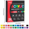 Acryl marker set 24 levendige kleuren penseelpunt knutselbenodigdheden voor schilderen canvas - 24 Stuks