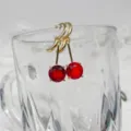 Vergoldete kupferrote Zirkonia Kirsche Ohrringe elegante Mode geometrischer Schmuck - Rot Vergoldet