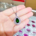 Fashion teardrop pendant necklace featuring elegant green crystal jewelry for women - Necklace / Verdant