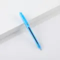 Detailed view of the transparent blue retractable gel pen 0.5mm, perfect for office and school. - Sky Blue