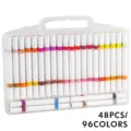Set pennarelli acrilici doppia punta 48 pz 96 colores per artisti studenti disegno pittura - 48 Pz (48 Colori)