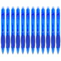 Blue erasable gel pens set, 0.5mm fine point press style thermal vanishing ink writing stationery. - 12 Pcs OPP Bag / Blue