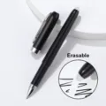Penna gel cancellabile nera con inchiostro ad asciugatura rapida e gomma per scrittura. - Nero