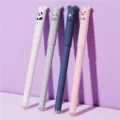 Cute cartoon animal erasable gel pens detail, four colorful pens, smooth writing for students. - 4 Pens + 8 Refills / Blue