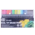 Set de 24 rotuladores de doble punta pincel y fina para dibujo artístico y caligrafía. - 24 Colores / Cuerpo de bolígrafo negro