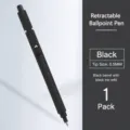 Minimalist black retractable gel pen with 0.5mm bullet tip for smooth writing. - Black