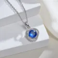 Elegante blaue Zirkon Anhänger Halskette mit Silber Kette Modeschmuck Variante - Nur Anhänger (Ohne Kette) / Blau