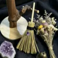 Wicca witch mini broom car pendant with crystal gemstone, perfect magical hanging ornament. - About 15cm / Broom with Amethyst