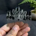 Peigne à cheveux en cristal noir fait main avec détail papillon en alliage, accessoire élégant - Noir Avec Papillon