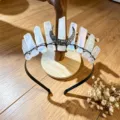 Natural crystal crown headband with metal moon, gorgeous festival hair accessory for women. - Iridescent Rose Quartz With Black Moon / 11 Pieces Crystals