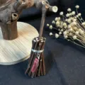 Handmade miniature twig broom ornament featuring a delicate pink crystal pendant, perfect decor. - 10*3.5CM / Rose Red