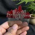 Peigne à cheveux en cristal rouge fait main avec papillon en alliage pour coiffure élégante. - Rouge Vif Avec Papillon