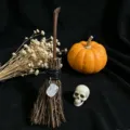 Halloween decorative broom crystal pendant miniature witch broom stick desktop ornament props - Broom (Clear Quartz) / 13*4cm