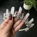 Crystal Crown Headband Gothic Raw Pink Quartz Tiara Hair Accessories For Women Party - Silver Raven Head & Bee / Rose Quartz