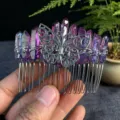 Peigne à cheveux en cristal fait à la main avec papillon en alliage pour coiffure de mode femme - Couleur Gelée Avec Papillon