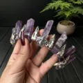 Natural crystal crown headband gothic amethyst tiara vintage hair accessories for women photo - Silver Raven Head & Bee / Amethyst