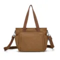 Borsa tote in tela marrone da donna, grande capacità a tracolla e borsa a spalla. - Caffè