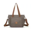 Borsa tote casual in tela da donna, grande capacità borsa a spalla e tracolla con manici marroni. - Grigio