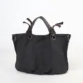 Casual large canvas tote bag for women, vintage style retro shoulder handbag versatile daily use. - Black