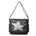 Borsa a tracolla in tela da uomo stile vintage grande capacità borsa casual - Nero