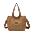 Borsa shopper in tela marrone da donna grande capacita borsa a tracolla casual quotidiana - Marrone