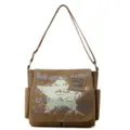 Borsa a tracolla in tela casual da uomo con stampa stella retrò, grande capacità. - Caffè