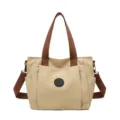 Borsa tote in tela casual grande capacita borsa a spalla da donna beige quotidiana - Kaki