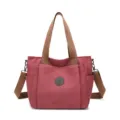 Damen Segeltuch Tote Bag große Kapazität lässige Pendler Schultertasche einfarbige Handtasche - Lila