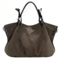 Borsa a tracolla vintage in tela da donna, grande borsa morbida con manici resistenti e pratici. - Marrone