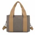 Borsa shopper in tela casual da donna, borsa a mano tinta unita minimalista con grande capacità. - Grigio