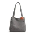Sac à bandoulière en toile pour femme de grande capacité, cabas gris simple et élégant. - Gris