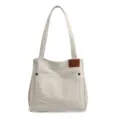 Sac cabas en toile blanc casse pour femme, grand sac epaule minimalistique et pratique - Blanc