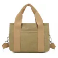 Borsa a tracolla in tela da donna, shopper monocolore casual con manici resistenti. - Verde