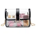 Sac bandoulière transparent avec bordure noire et chaîne dorée, design de stade detail. - 21*15*7.6cm / Noir