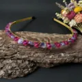 Handgemachter Kristallstein Haarreif fuer Damen Braut elegante Hochzeit Haaraccessoire - Amethyst & Rosenrot