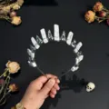 Natural crystal crown headband gothic silver skull hair hoop for halloween photo props fashion women accessories - White Turquoise And Silver Crow Head