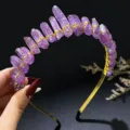 Natural crystal crown headband golden wire festival gift photography fashion women accessory new - Purple