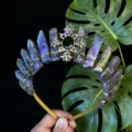 Cerchietto per capelli con corona di cristallo di ametista naturale dea tiara festa - Stile Dea Girasole Oro Amatista Galvanico / Colorato