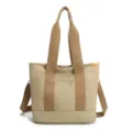 Borsa shopper in tela casual da donna, grande capacità, elegante borsa a tracolla. - Kaki