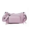Borsa a tracolla in nylon viola chiaro multitasche, borsa casual per tutti i giorni. - Rosa