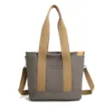 Borsa shopper in tela casual da donna, grande borsa a tracolla con resistenti manici cachi. - Grigio