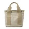 Borsa shopper in tela beige per donna, elegante borsa casual con manico spesso e capiente. - Kaki