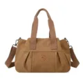 Stiloso borsa a tracolla in tela marrone da donna, versatile tote con elegante design plissettato. - Caffè
